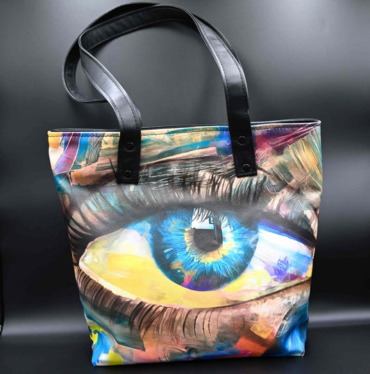 Deze unieke handgemaakte tas is een krachtige blikvanger artistieke ene-print. Iris Wild staat voor zien, voelen en durven. 